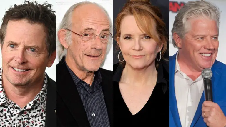 Les stars de « Retour vers le futur » Michael J. Fox, Christopher Lloyd, Lea Thompson et Tom Wilson se réunissent